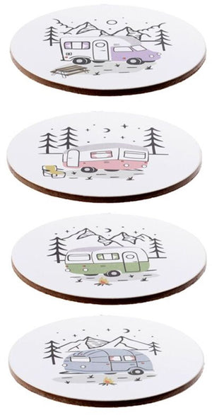 Puckator onderzetters - wildwood caravan - set 4 stuks - 10cm
