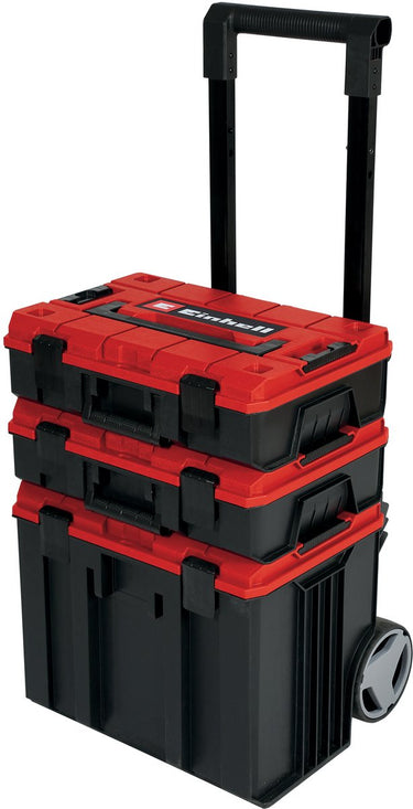 Einhell e-case tower systeemkoffer - max. laadvermogen: 120 kg - bestaande uit 3 koffers incl. accessoires - opbergen en transporteren van accessoires en gereedschap - met wieltjes - stapelbaar - koppelbaar