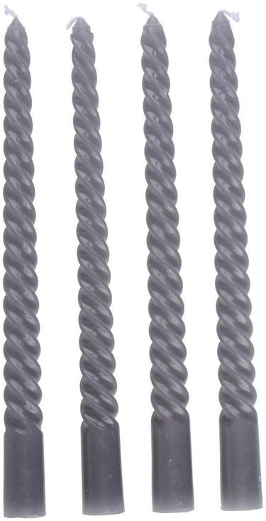 Arti casa gedraaide dinerkaarsen set van 4 - grijze kaarsen 25 cm met 5 uur brandtijd - twisted dinerkaarsen voor kandelaar en decoratie - ø2 x 25 cm