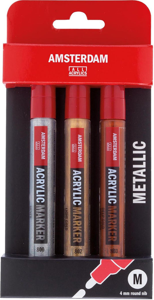 Amsterdam acrylmarker metallic set | 3 kleuren