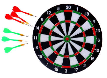 No brand dartboard tweezijdig met 6 pijlen 37 cm | 3 stuks