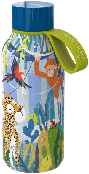 Quokka , isolatie fles 330ml solid kids model met riem en jungle motief, meerkleurig