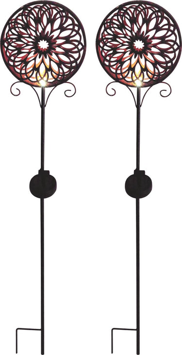 Luxform - 2x tuinlamp met grondspies - mandala shine - led - werkend op zonne-energie - set van 2 stuks