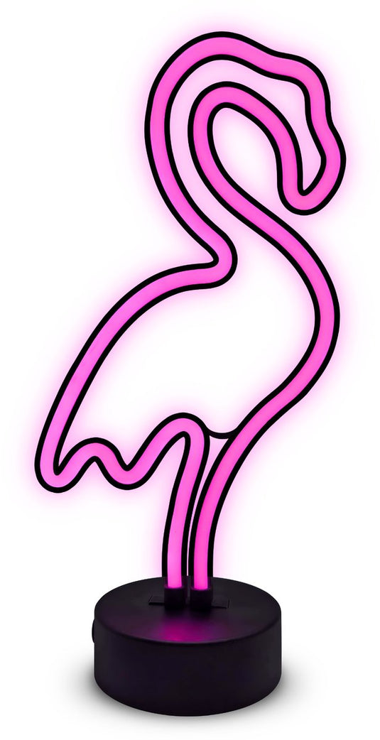 Partyfunlights - led neon flamingo lamp - flamingo - roze - op usb én batterijen