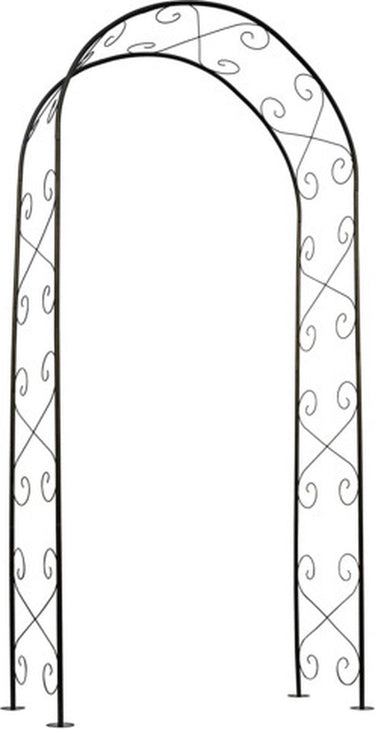 Nature - rozenboog - h230 x 100 x 37cm - decoratieve krullen - zwart - metaal