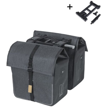 Basil dubbele fietstas urban dry mik 50 liter - charcoal