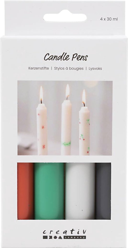 Creativ company kaarsenstiften set 4x30 ml kerstkleuren