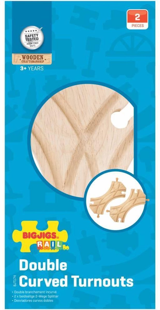 Load image into Gallery viewer, Bigjigs houten rails - 2-zijdige links rechts splitsing
