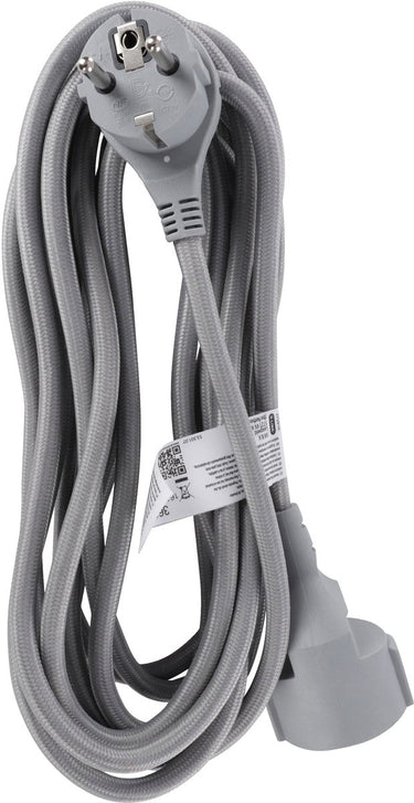 Q-link verlengsnoer - randaarde - plat - 3 x 1.5 mmâ² - 5 m - textiel - zilver