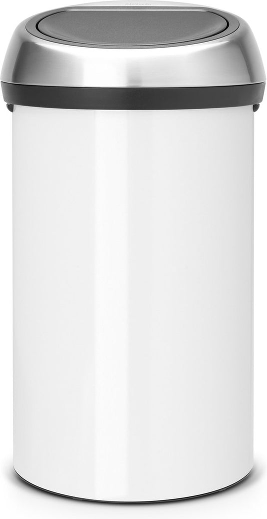Brabantia touch bin prullenbak - 60 liter - white matt steel fingerprint proof deksel