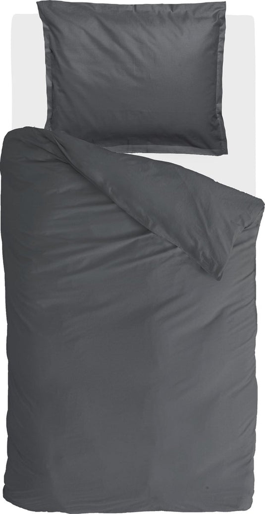 Walra dekbedovertrek vintage satin - 140x220 - 100% katoen - antraciet