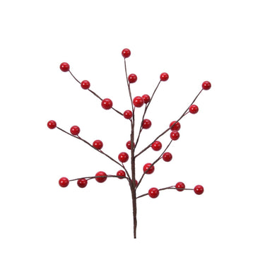 Decoris kunsttak met bessen rood 3x15x26cm