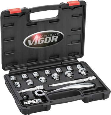 Vigor steckschlüsselsatz socket wrench sets 3 8 18tlg.