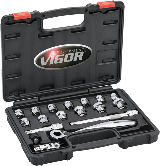 Vigor dopsleutel set socket wrench sets 3 8 18tlg.