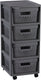 Curver infinity dots ladesysteem - 4 lades van 11l - met wieltjes - 36x30×66 cm - antraciet