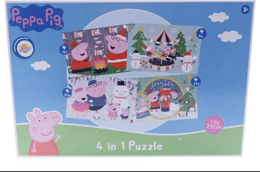 Van der doelen peppa pig - 4 in 1 kerstpuzzel - 12+16+20+24 stukjes
