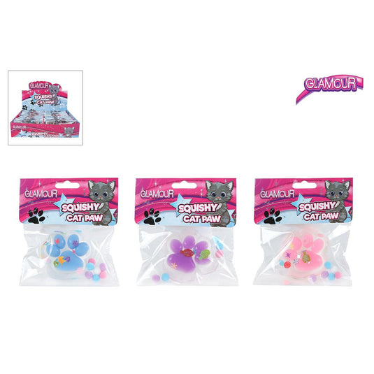 Glamour squishy kattenpootje met glitters 7cm