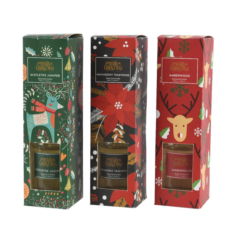 Load image into Gallery viewer, Decoris kerst geurset met geurstokjes 5,5x5,5x20cm 3 assorti
