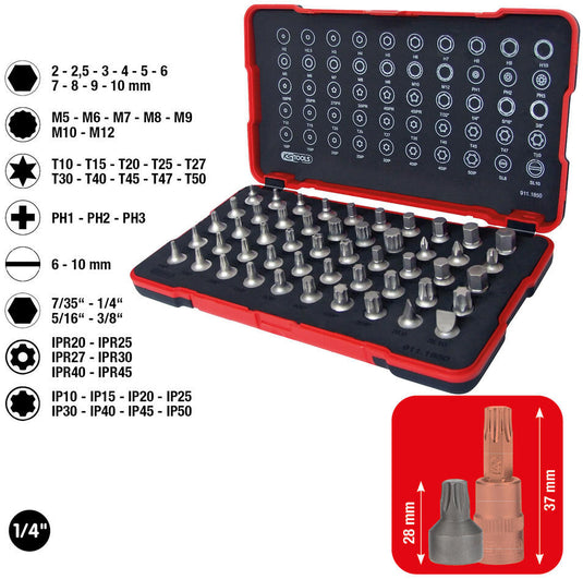 Ks tools bitset bits socket set 1 4 short 50pcs.