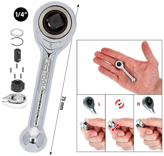 Ks tools omschakelbare ratel mini freewheel ratchets 1 4