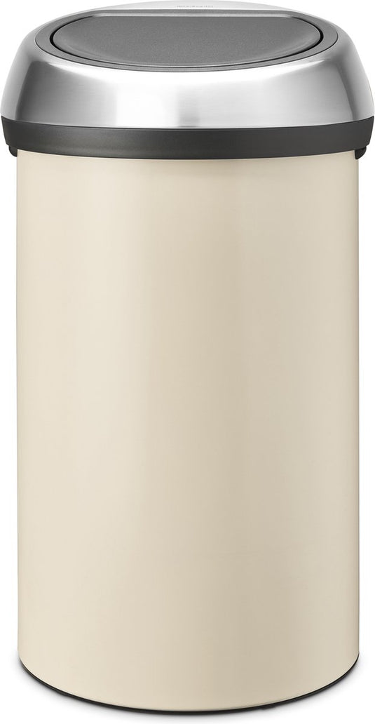 Brabantia touch bin prullenbak - 60 liter - soft beige matt steel deksel