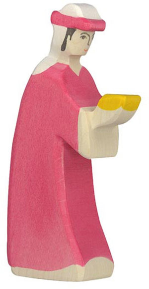 Holztiger kerstmis - caspar roze - 7x3x14cm - houten figuur - handgemaakt