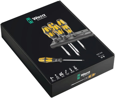 Wera 932 s 6 schroevendraaierset kraftform + houder (zwart geel, 6‑delig)