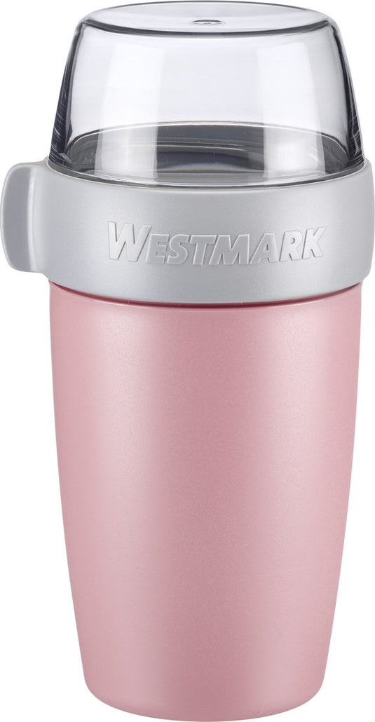 Westmark mueslibeker lunchpot, met 2 lekvrije compartimenten: 200 ml + 500 ml, kunststof, natuurlijk bpa-vrij, roze grijs helder, 52852260