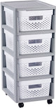 Curver infinity dots ladesysteem - 4 lades van 11l - met wieltjes - 36x30×66 cm - grijs wit