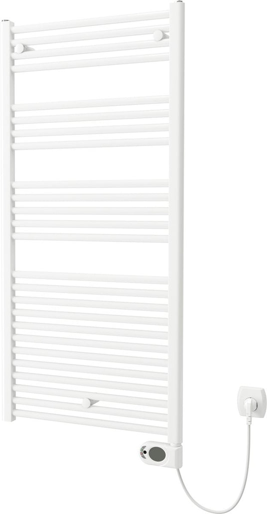 Plieger elba elektrische handdoekradiator – handdoek verwarmer – met klokthermostaat – 126.2 cm x 50 cm – 500 watt – wit