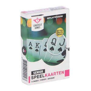 Longfield speelkaarten – senior – geplastificeerd – extra grote 4 index – jumbo speelkaarten – kaartspel voor senioren en comfortabel spel – engelhart