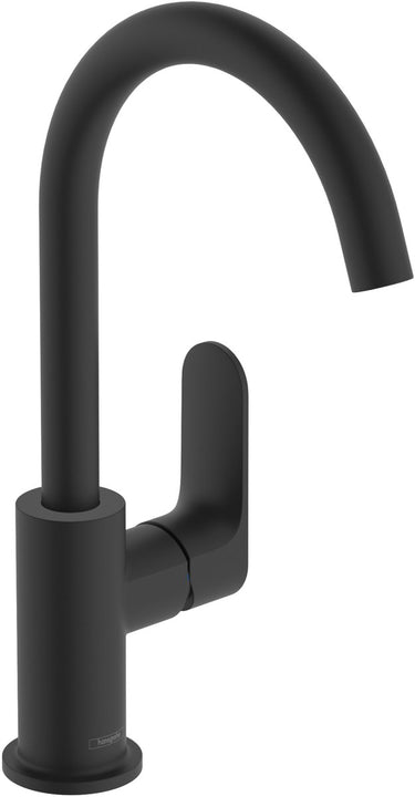 Hansgrohe rebris s - wastafelmengkraan - ééngreeps bediening - met trekwaste - 210mm maat - draaibare uitloop - mat zwart
