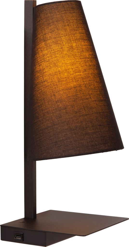 Lucide gregory - bedlamp wandlamp - 1xe27 - met usb oplaadpunt - zwart