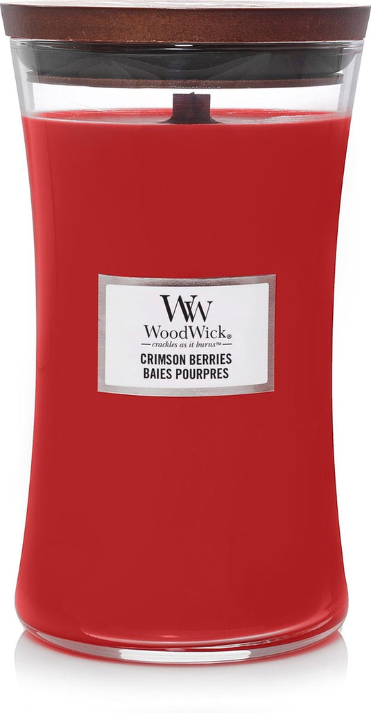 Woodwick hourglass large geurkaars - crimson berries - 130 branduren