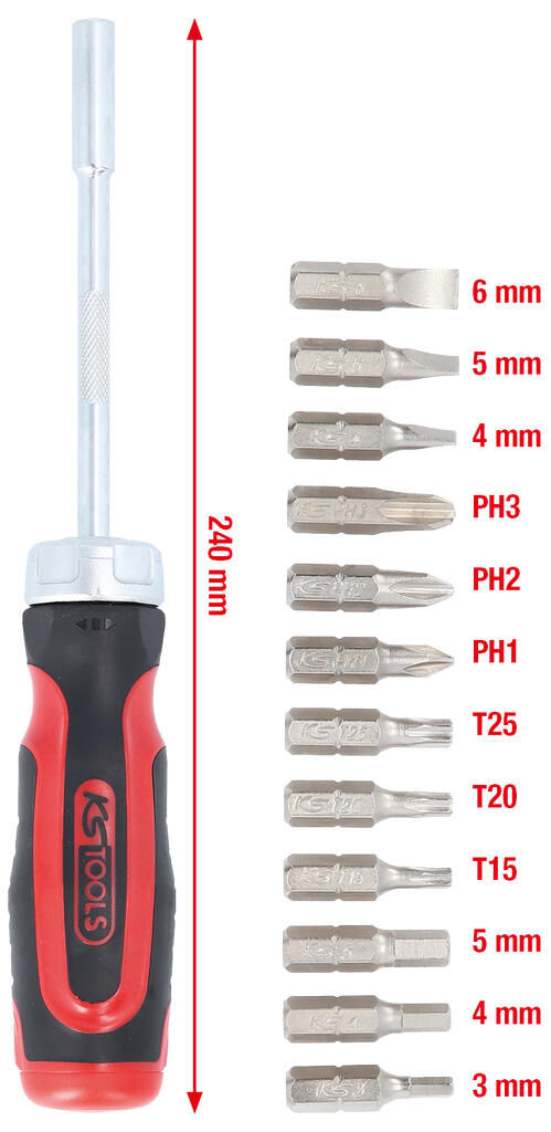 Ks tools schroevendraaier set 12 in 1 ratchets-bit-screwdr. 12 in 1