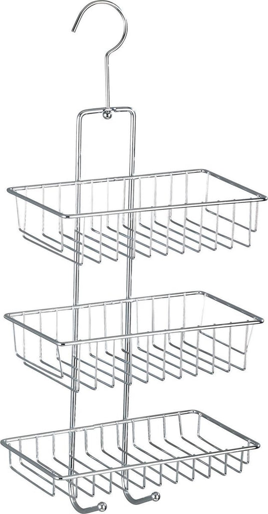 Wenko doucherek nivala 3-laags chroom 22x50cm - zonder boren - doucherekje hangend - douchemand - douchecaddy ophangbaar