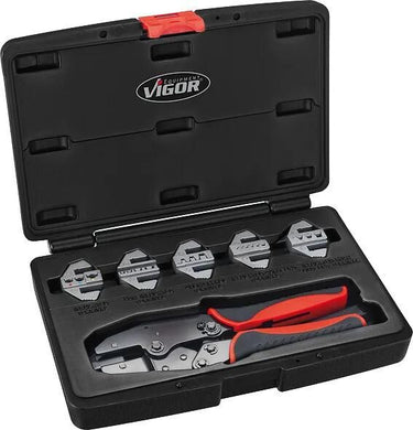 Vigor crimpzangensatz lever crimping pliers set 6tlg.