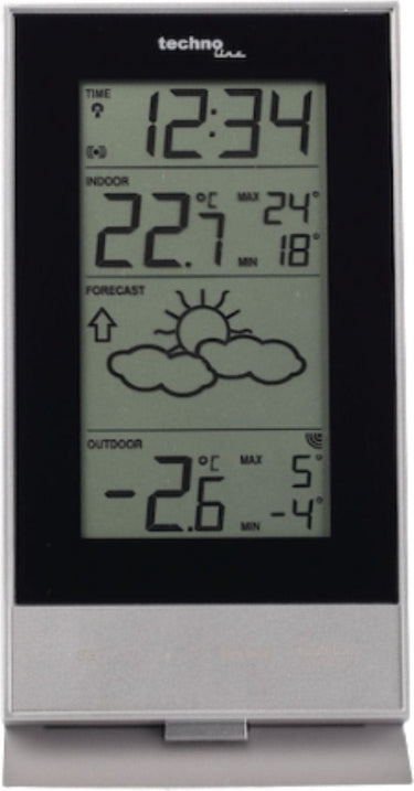 Technoline weerstation - ws 9910 - 85x166x56mm - zilver zwart - met 1 buitensensor 100m - tl-ws9910