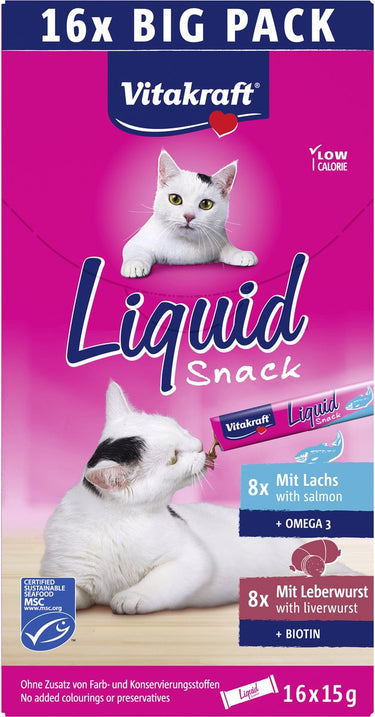 Vitakraft liquid snack multipack leverworst zalm msc