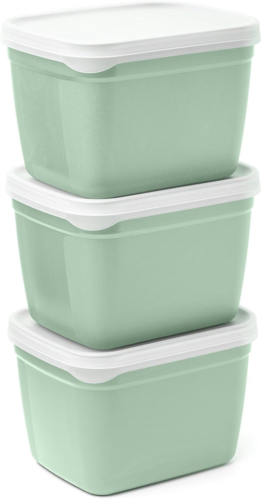 Amuse optifridge bio vershoudbakjes - 3x1200ml - bioplastic bewaarbakjes met deksel - stapelbare bewaardozen - meal prep bakjes - bpa-vrije vershouddoos - groen - 185x125x50mm