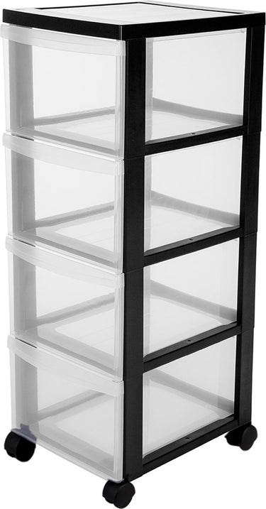 Iris design chest ladesysteem - 4 diepe lades - kunststof - zwart transparant