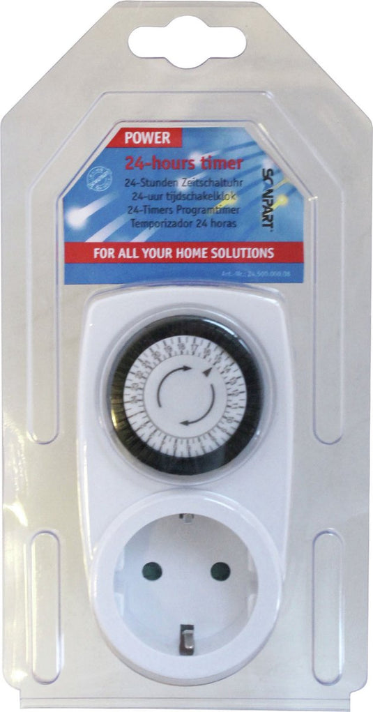 Scanpart tijdschakelaar voor stopcontact - analoog - timer stopcontact mechanisch - tijdklok - schakelklok - 24 uurs