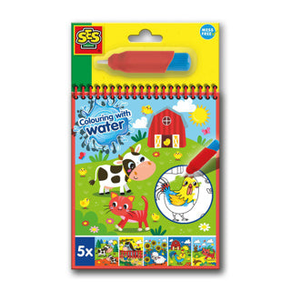 Ses kleuren met water kleurboek met waterstift boerderij