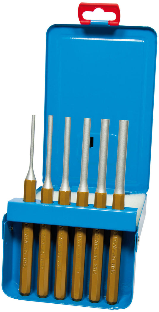 Sw stahl drevel set 82620l drift pin set 3-8mm 6 pcs. in metal case