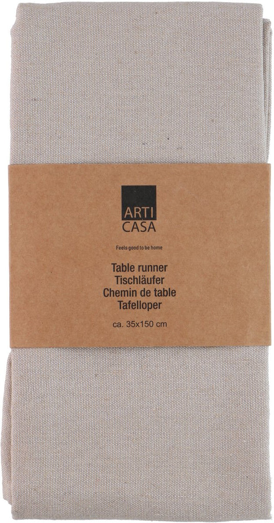 Arti casa tafelloper 35x150 cm - tafelloper beige effen - tafelloper voor eettafel - langwerpige tafel decoratie - beige