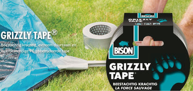 Bison grizzly tape zilver rol 10m x 5cm beestachtig krachtig