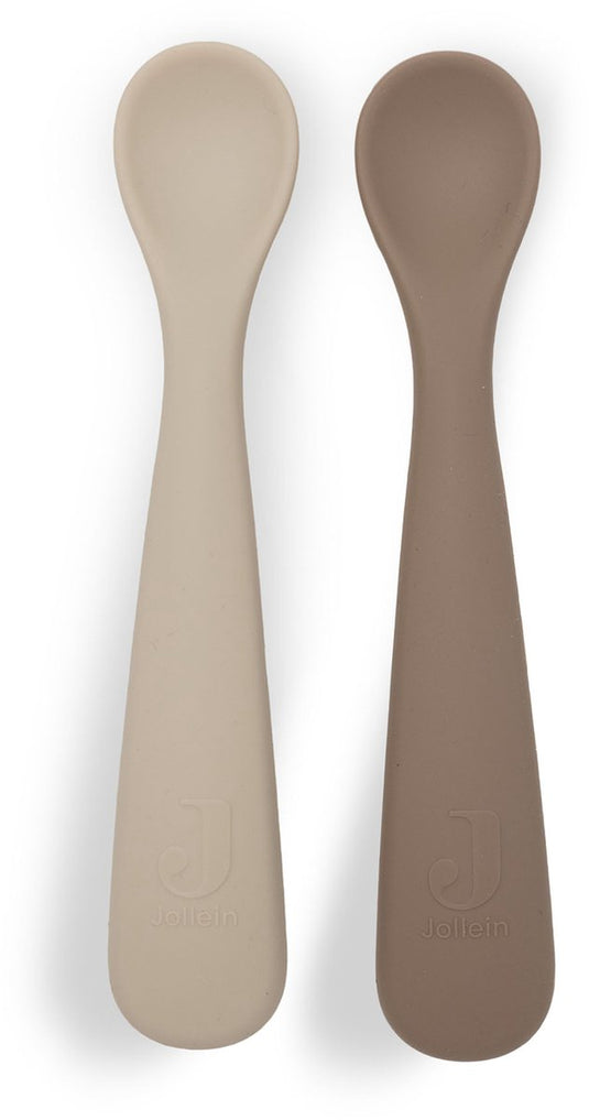Jollein babylepel - baby bestek siliconen - natural shades - 2 stuks