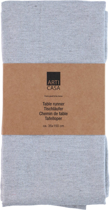 Arti casa tafelloper 35x150 cm - tafelloper lichtblauw effen - tafelloper voor eettafel - langwerpige tafel decoratie - grijs