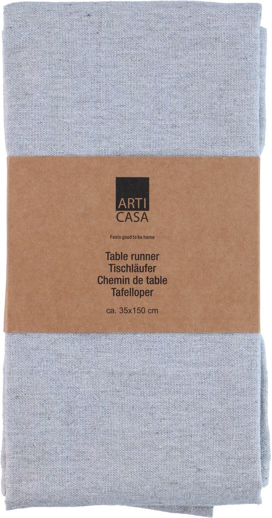 Arti casa tafelloper 35x150 cm - tafelloper lichtblauw effen - tafelloper voor eettafel - langwerpige tafel decoratie - grijs