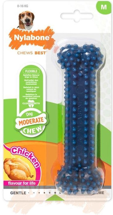 Nylabone moderate kauwbot met kipsmaak - voor een gezond gebit van je hond - xs, s, m, l - medium